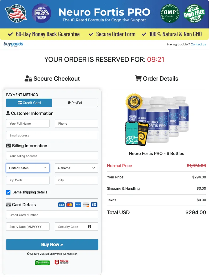 Neuro Fortis PRO Order Page