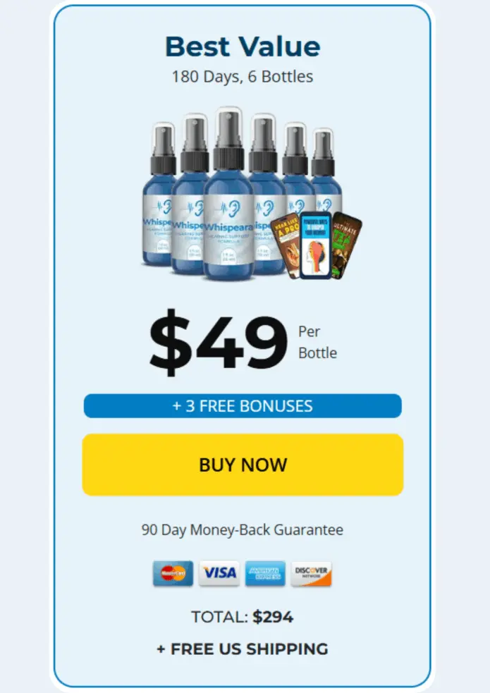 Whispeara Supplement Price Of 6 Bottle